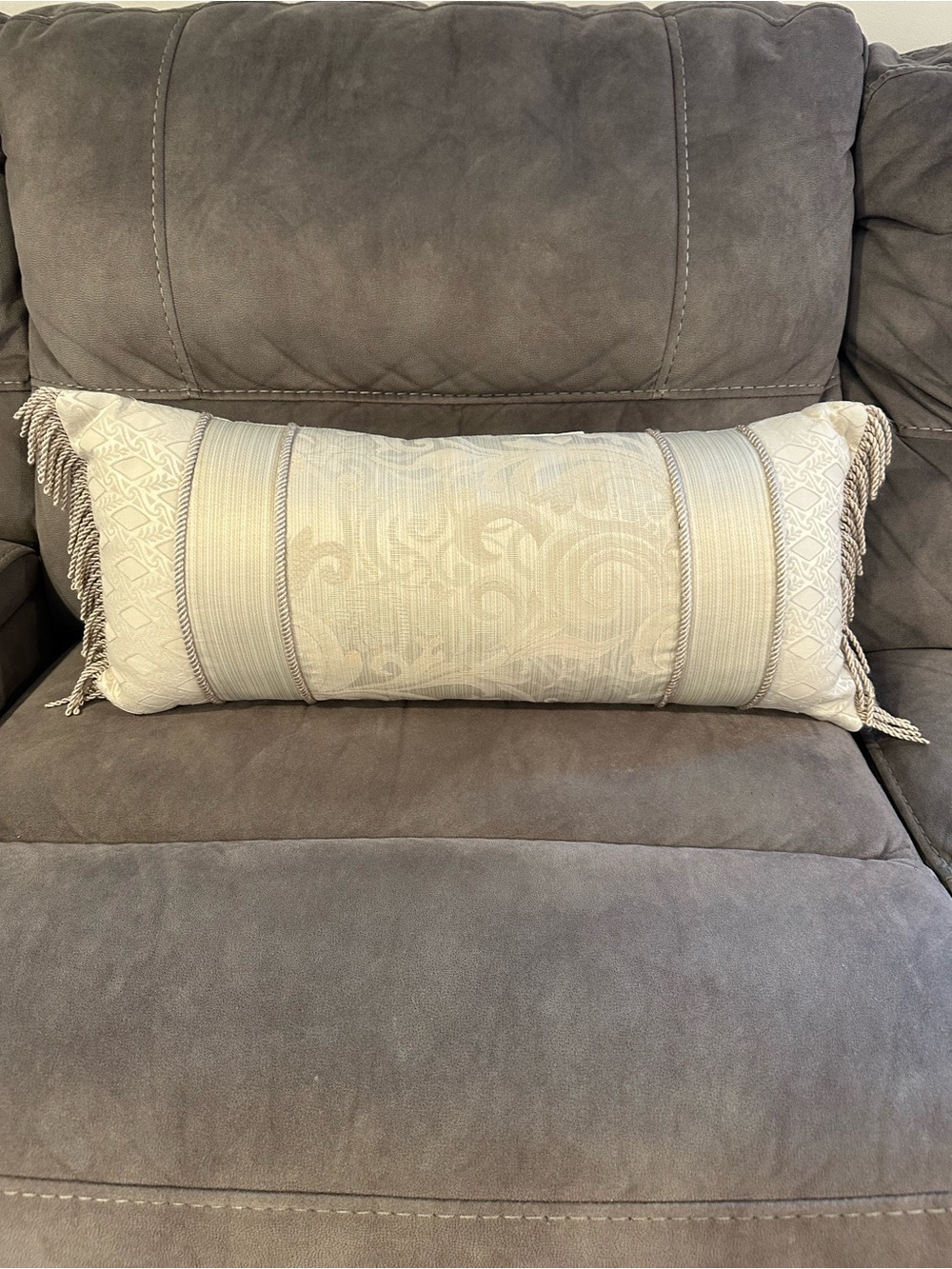 J.Queen New York Decorative Damask Lumbar Pillow with Fringe